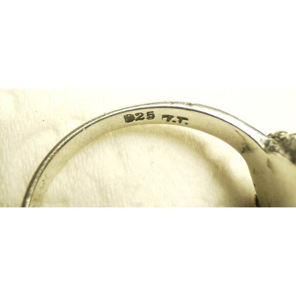 Sterling Silver TT 925 Ring | Size 7 | Green Heart Gemstone | 6g | Crown Vintage - Picture 9 of 9